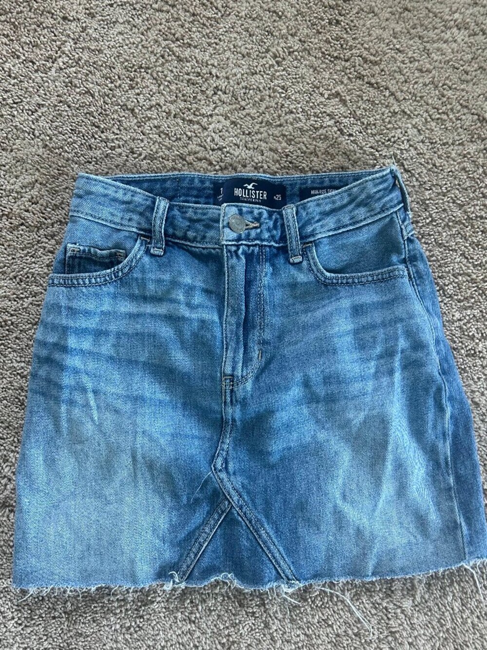 Hollister Light Wash Denim Mini High-Rise Skirt